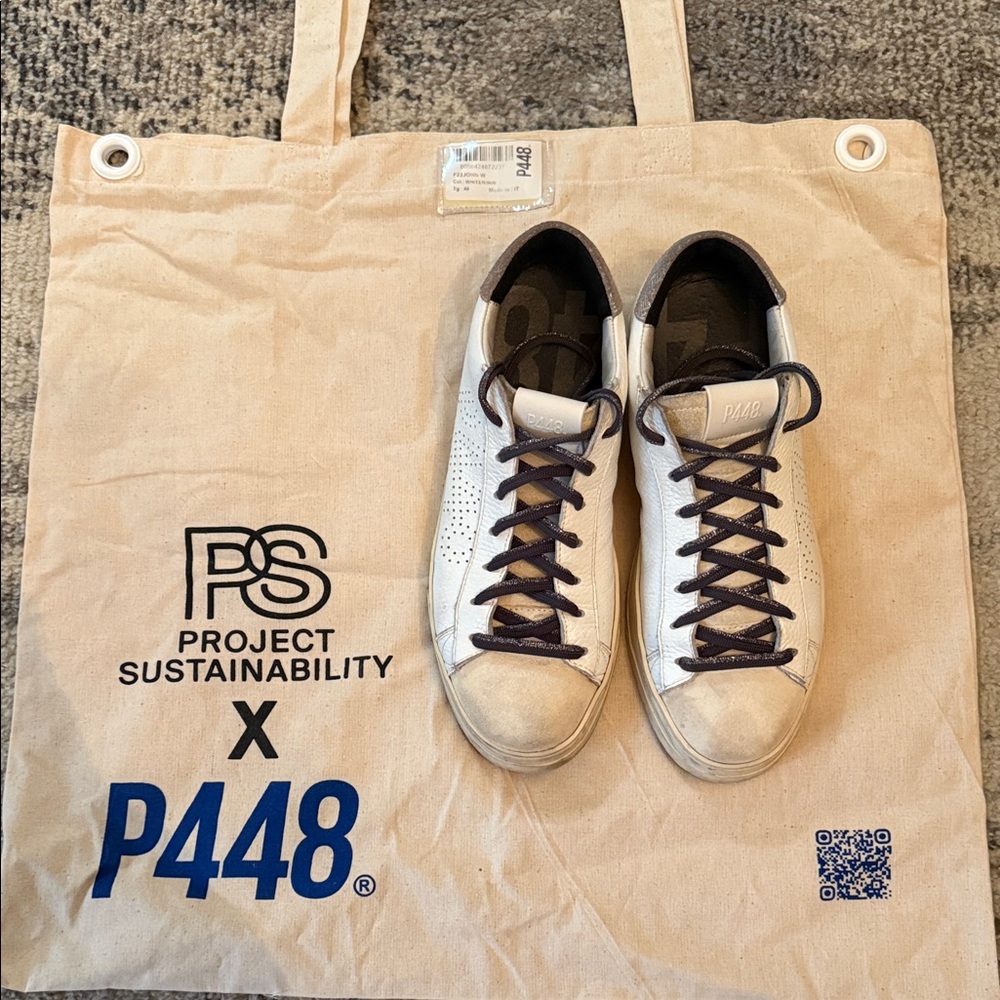P448 White and Grey Sneakers 40 euro. Ladies leather casual lifestyle 👟.